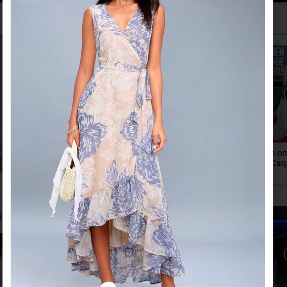 Lulus Dresses & Skirts - NWT Lulu's Desert Trip Peach Blue Wrap Dress